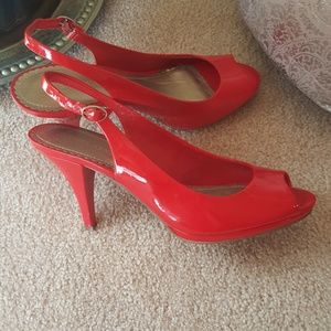 Laura Ashley lipstick red high heels sanda…